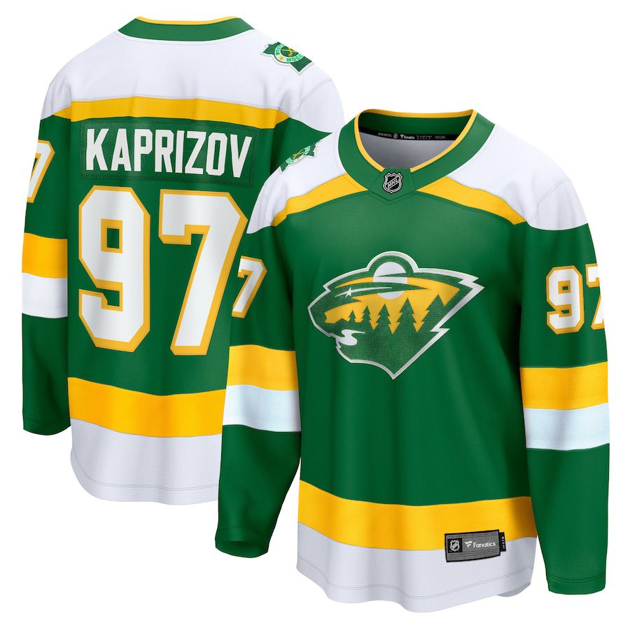 Men Minnesota Wild #97 Kirill Kaprizov Fanatics Branded Green 2023-24 Alternate Premier Breakaway Player NHL Jersey